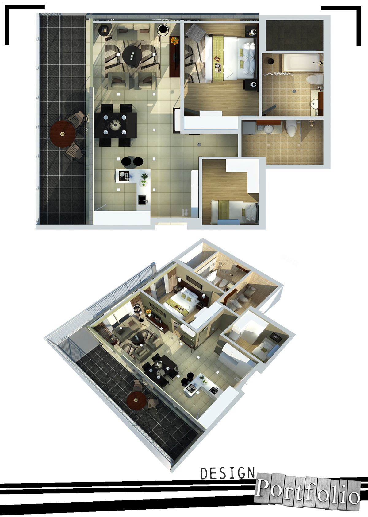 residential apartment rooms mock up