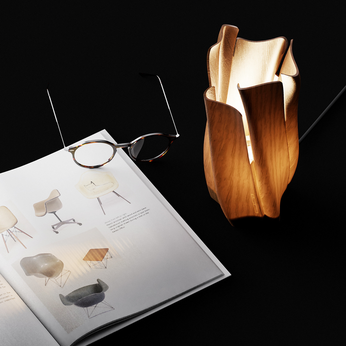 3D keyshot Lamp mood Render wood woodlamp