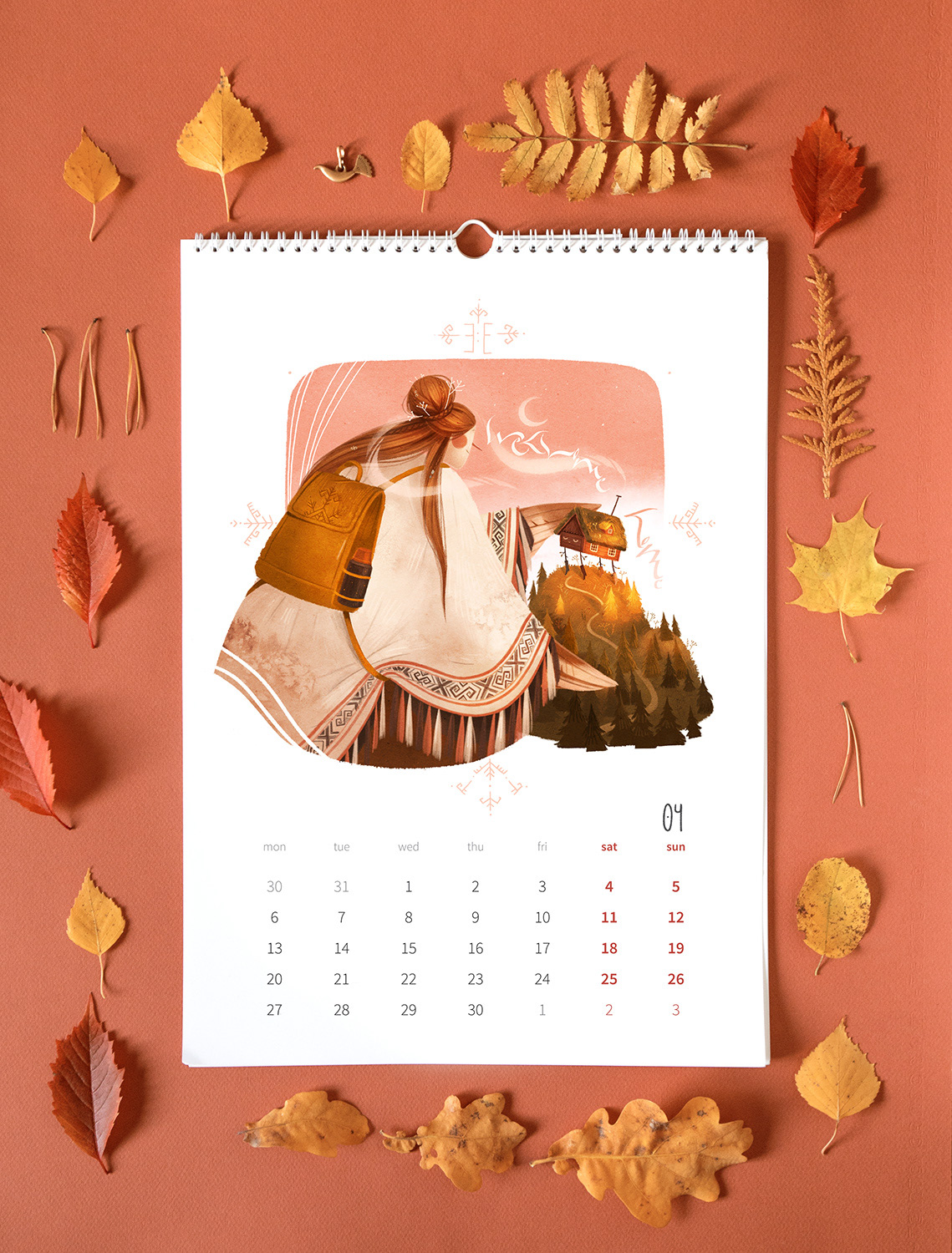 2020 calendar calendar CALENDAR 2020 illustrated calendar folklore illustration tattoed girl redhead freckles FOX calendar design