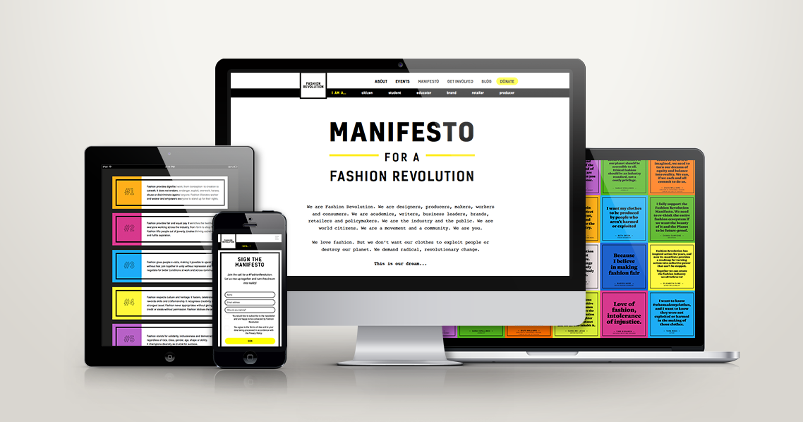 fashion revolution fashion revolution manifesto manifesto Web Design  Fashion  campaign activism action
