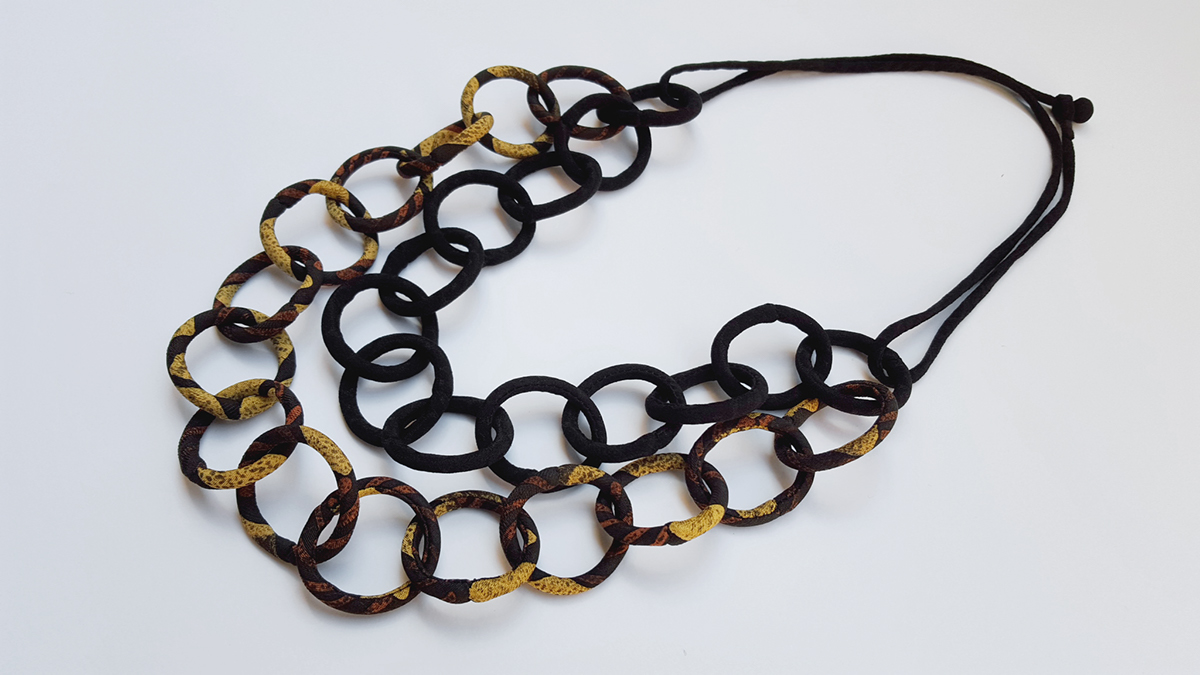 Necklace textile jewelry kimono fiber fabric japanese