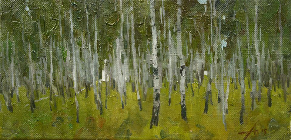 forest Evening ural art paint oilpaint Nature Landscape Finearts birchforest