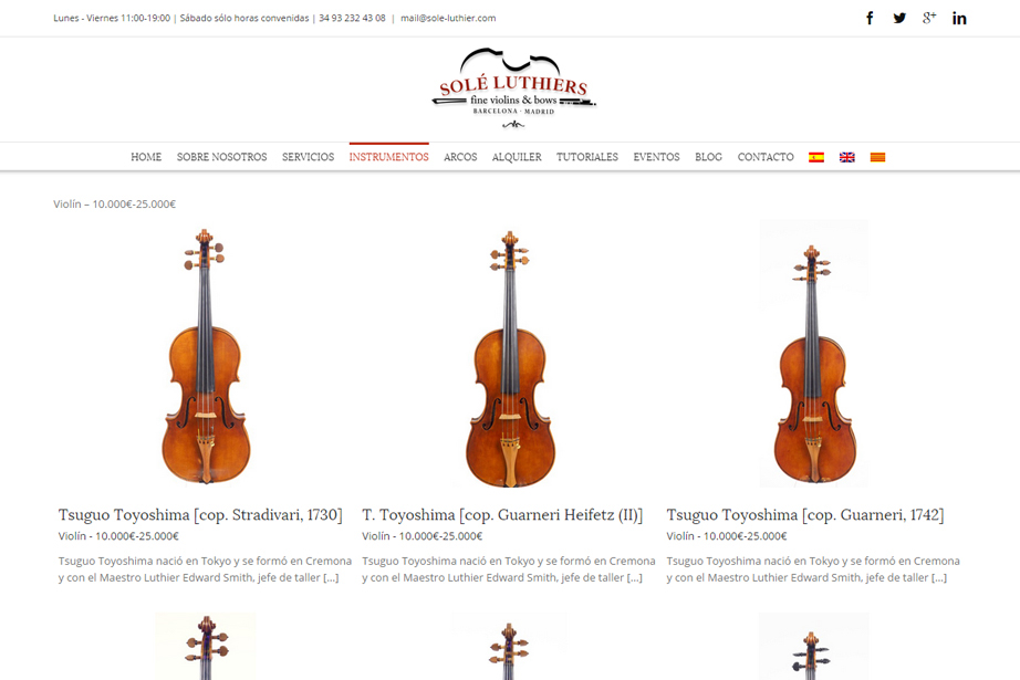 Website Web Design  sole luthiers luthier barcelona Web design Developement El Petit Kraken