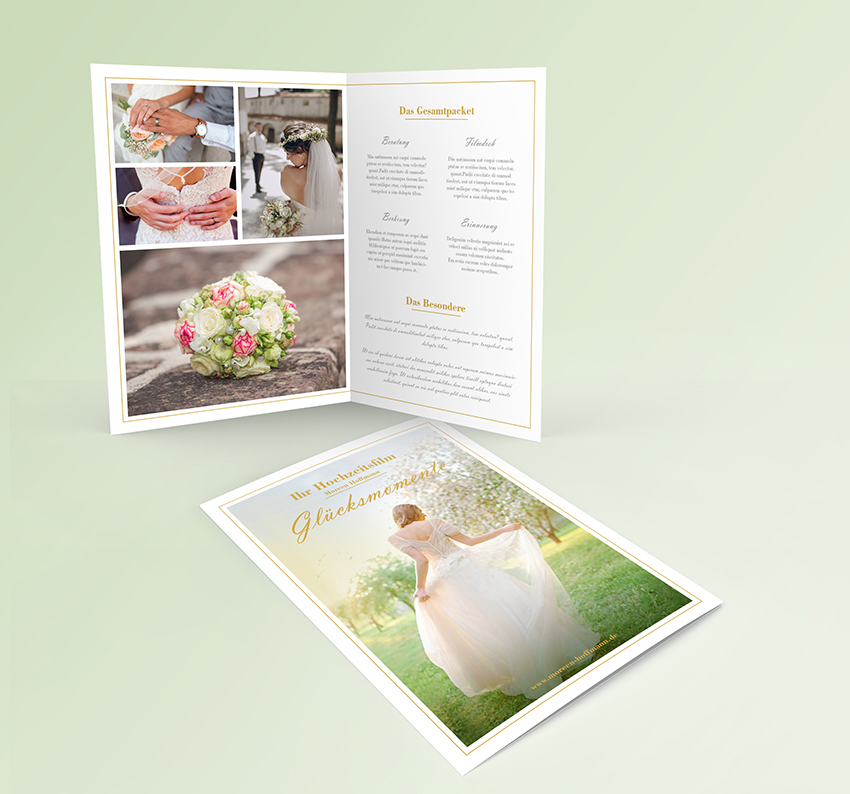 flyer broschure wedding Hochzeit Film   video service Informationen faltblatt Romantisch