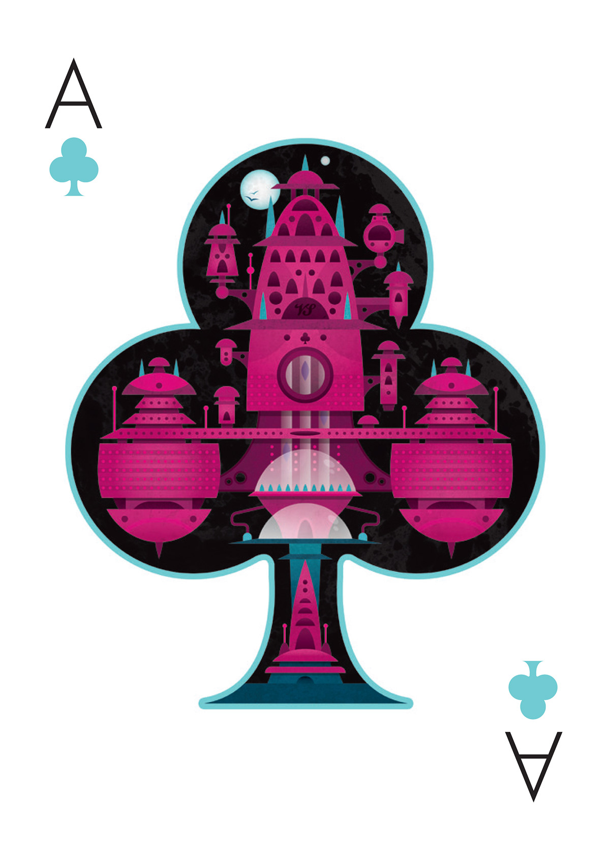 cards ace Playing Cards futuristic sci-fi detail detailed city heart diamond  club spade vector