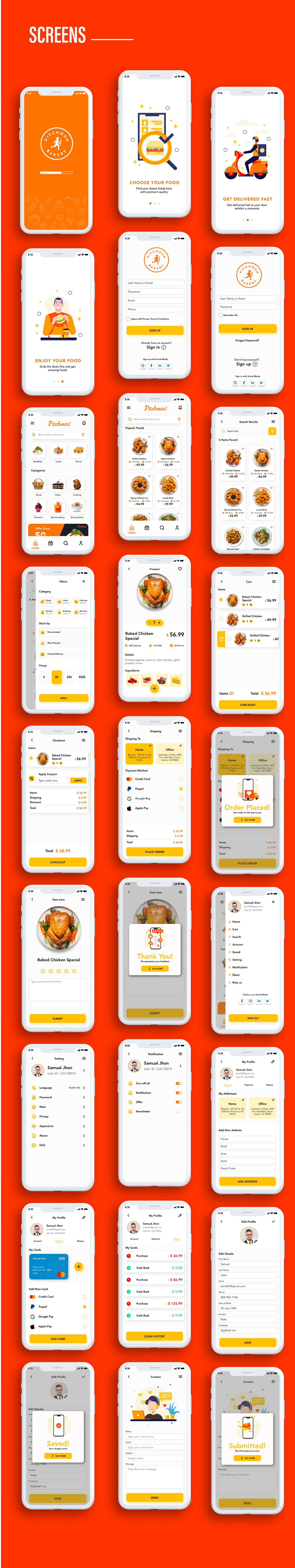 app ui colorfull ui food app Mobile app Mobile UI Resturant App UI ui design UI trend UI/UX Xd app