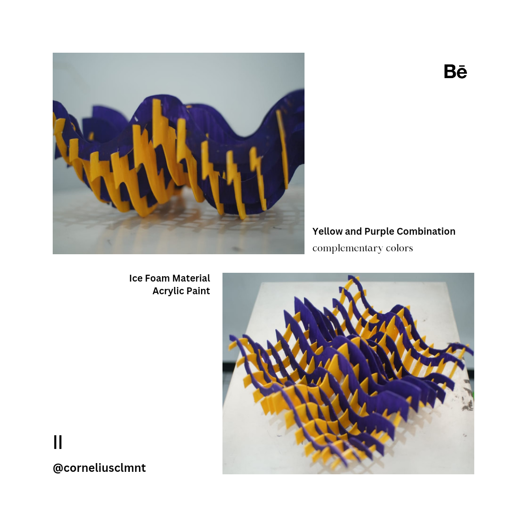 interlocking wave Interlock purple yellow Foam art 3d art