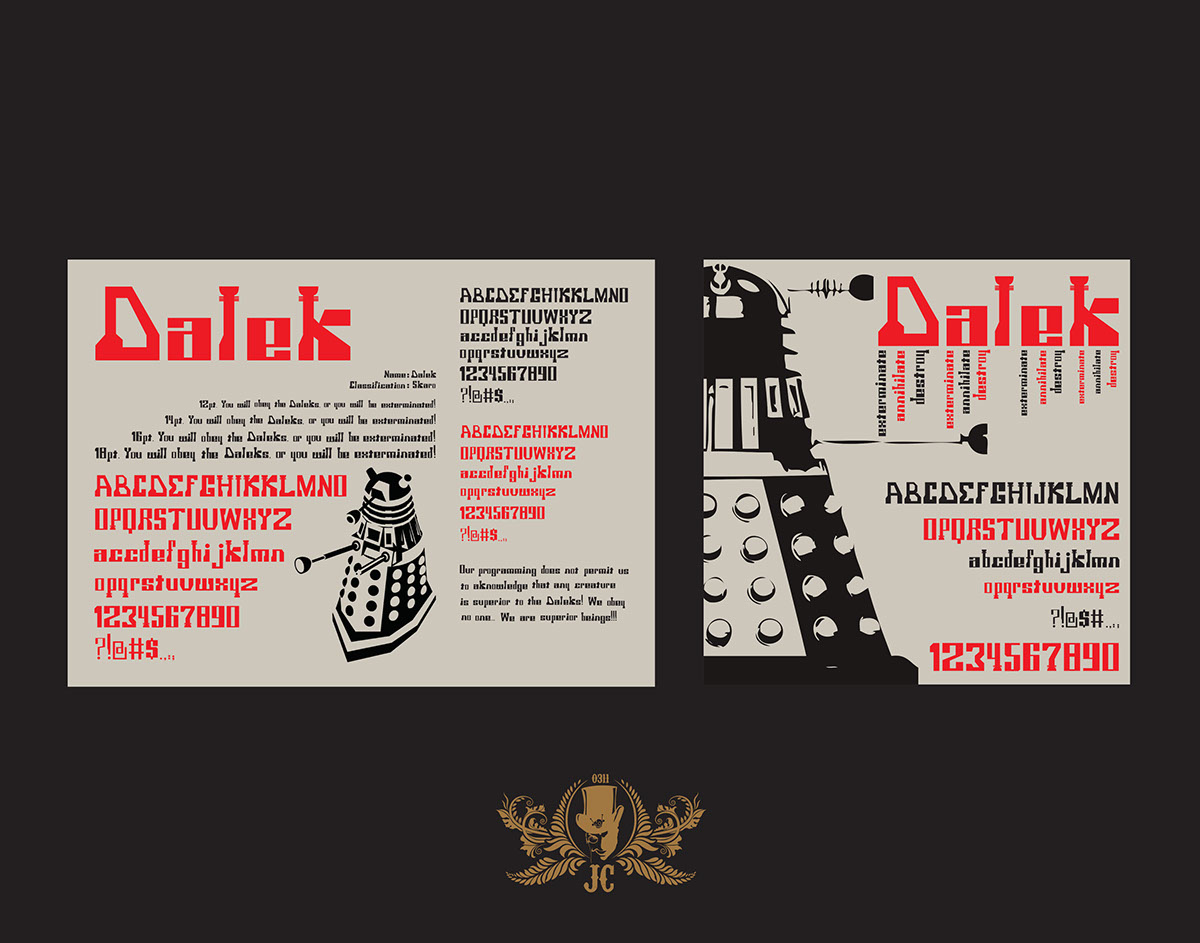Dalek Doctor Who type print tv series villains Sci Fi science fiction Typeface