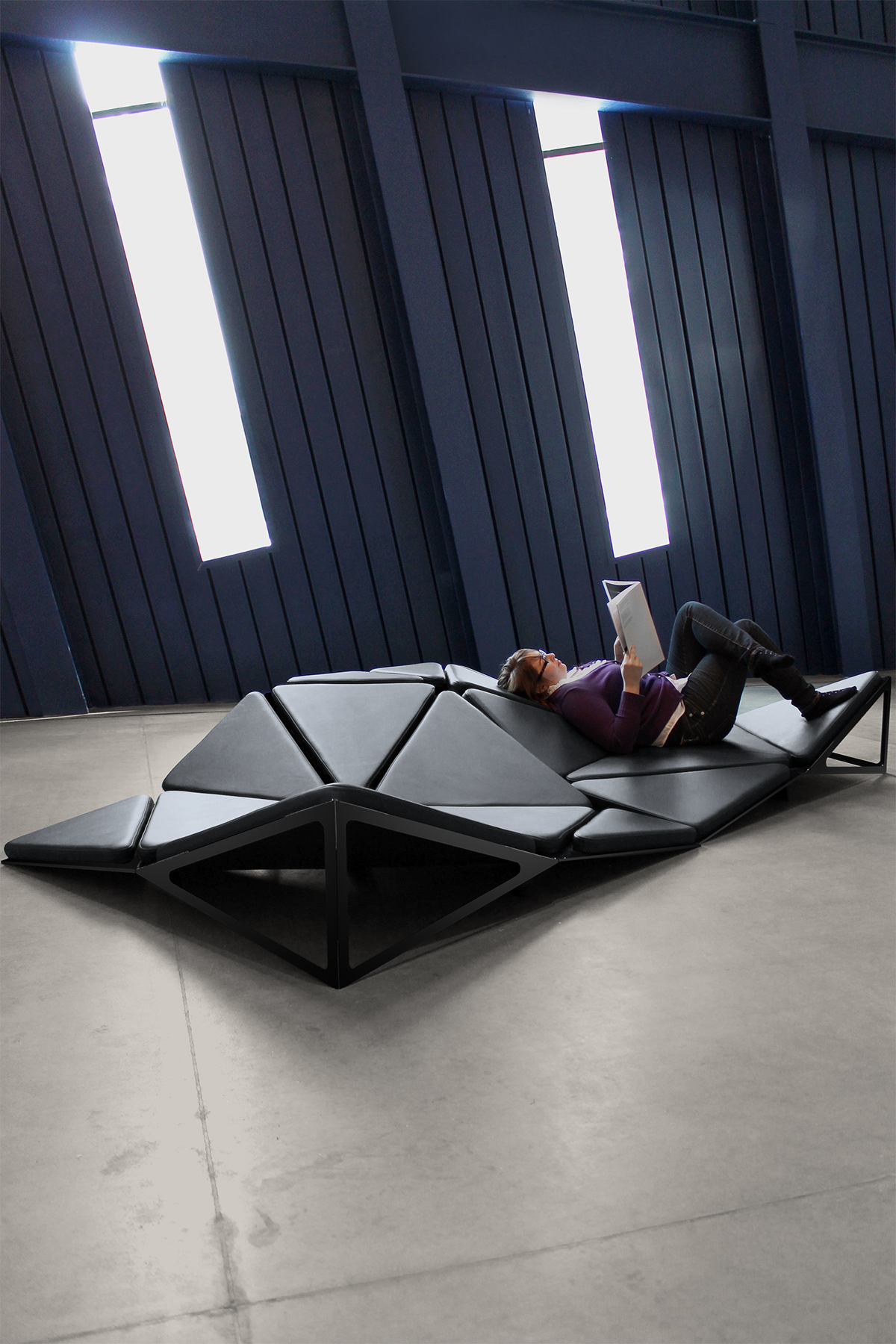 floor lounge public space aluminum leather lounge public seating Landscape