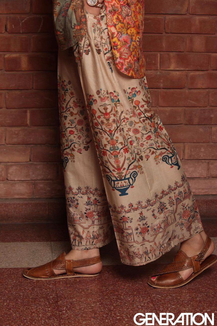 chintz traditional prints collage trousers Gharara