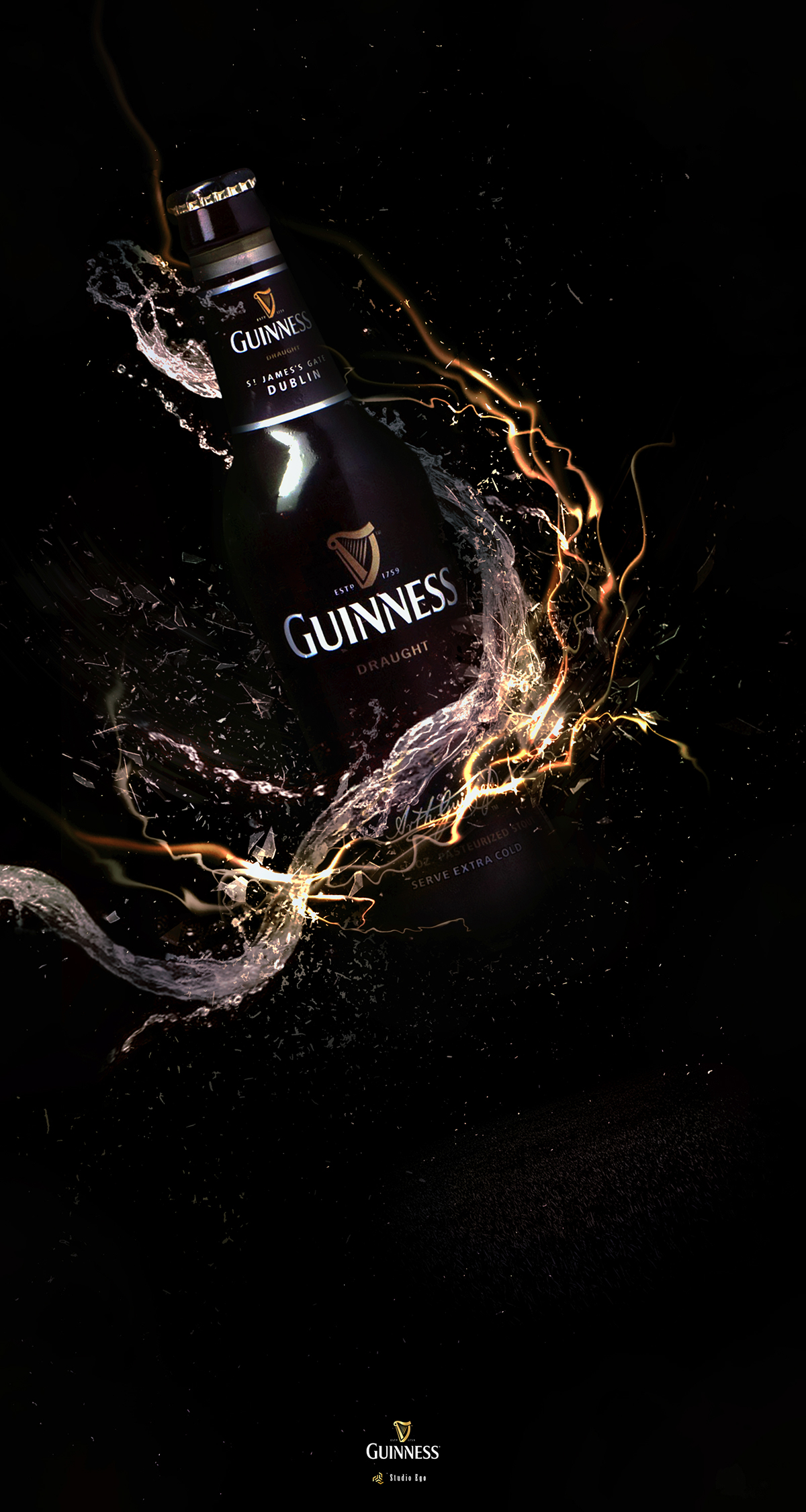 guinness digital art beer abstract Abstract Art line effect effect Water Effect water black back ground