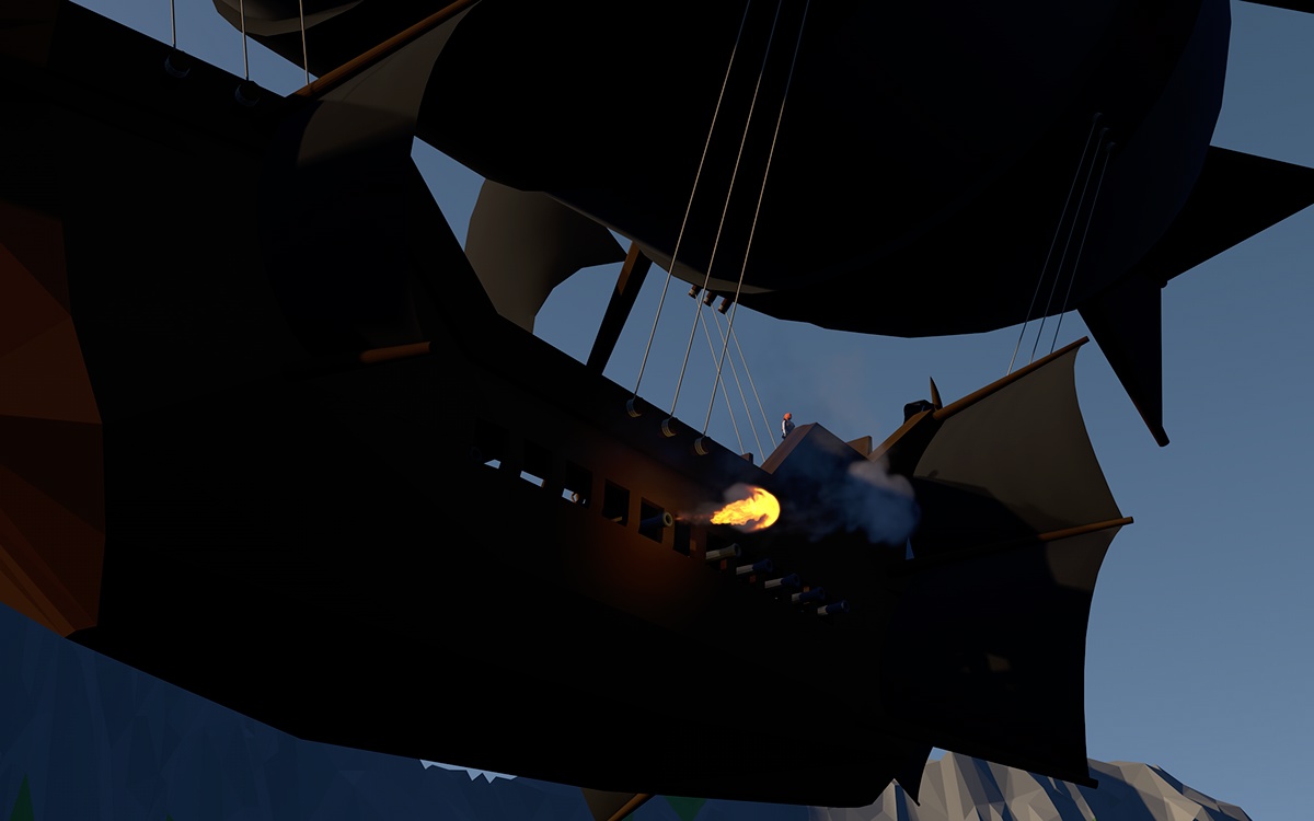 pirates blacksky animação AnimationLowPoly Low Poly 3D cinema 4d epic piratas Zeppelim zeppelin airship dirigivel balão canhão