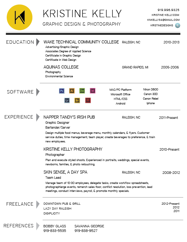 logo Personal Resume student entry-level fresh impressive Good Work  ideas yellow the letter K raleigh