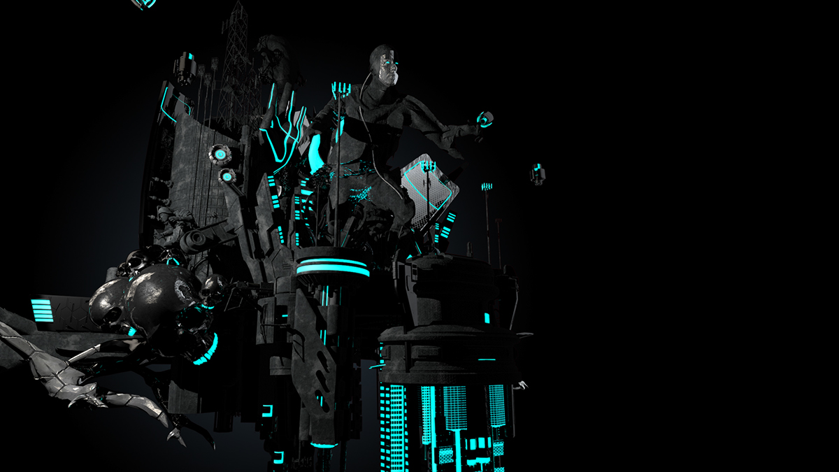 motion design linkin Park futuristic glitchy 3D texturing cinema4d after effects city Renders Realisim buildings facets