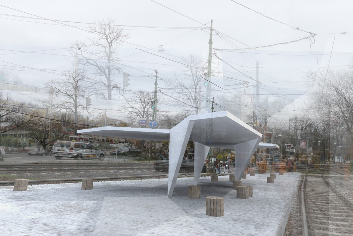 tram  stop Urban  planning public  transport Space  budapest hungary