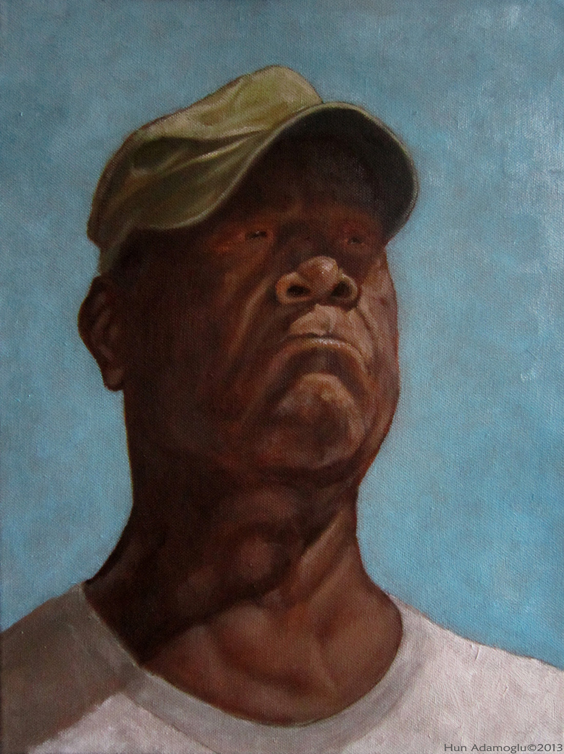man afro caribbean portrait Oil Painting alla prima working class Social Realism