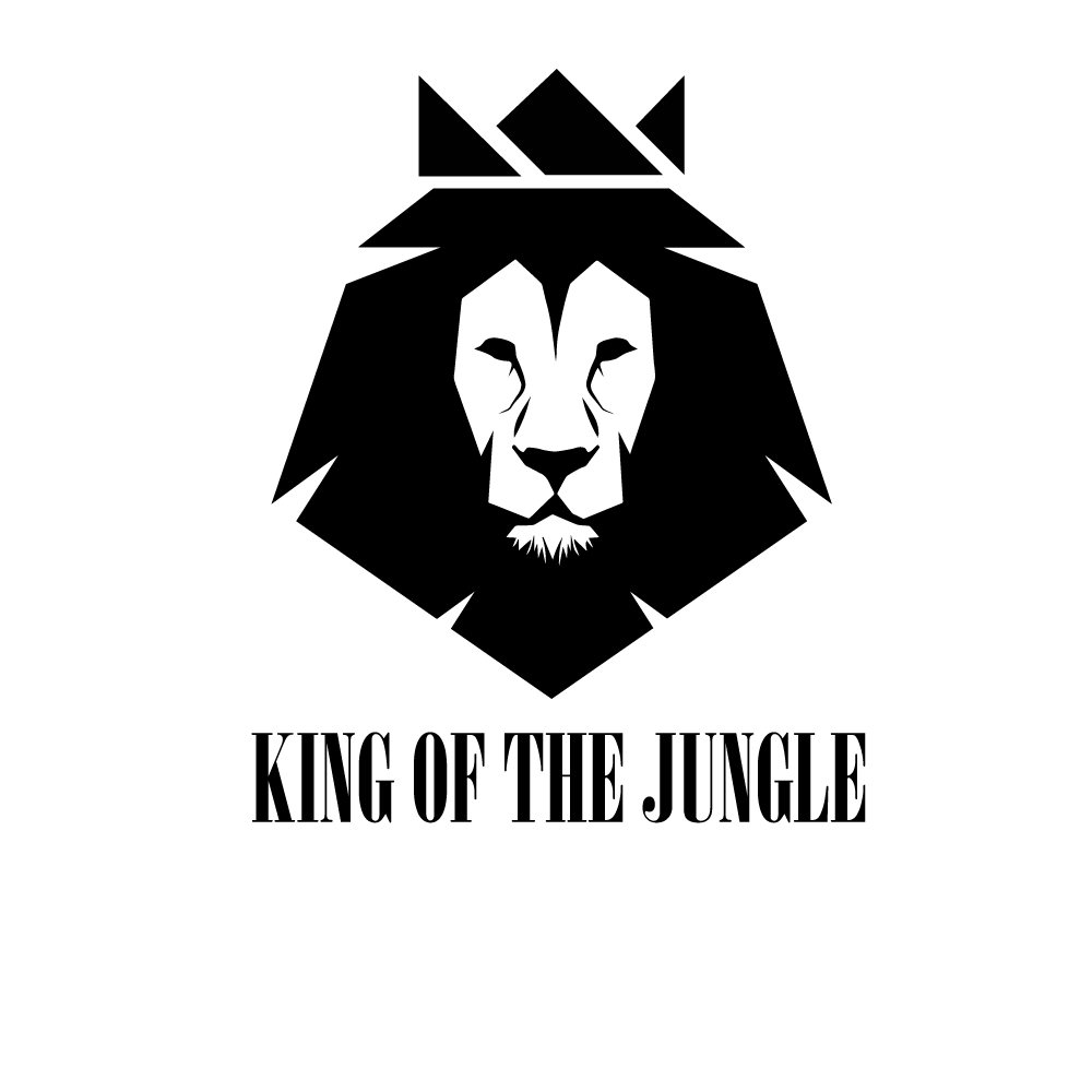 minimalist logo flat logo lion crown black bold Illustrator