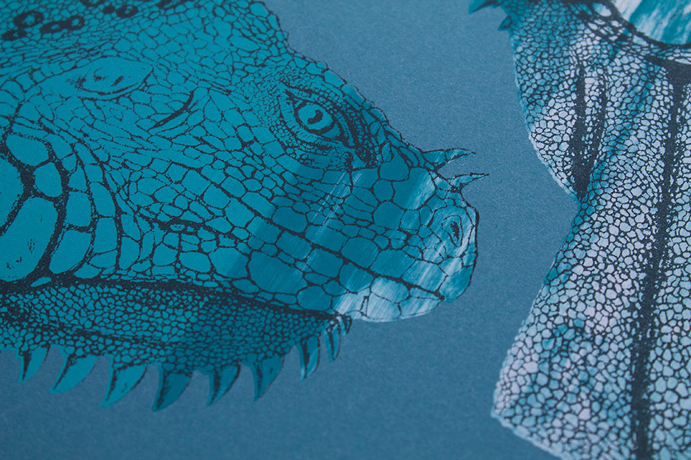 iguana echse lizard reptil reptile leguan acid OL voyeur siebdruck poster psychodelic