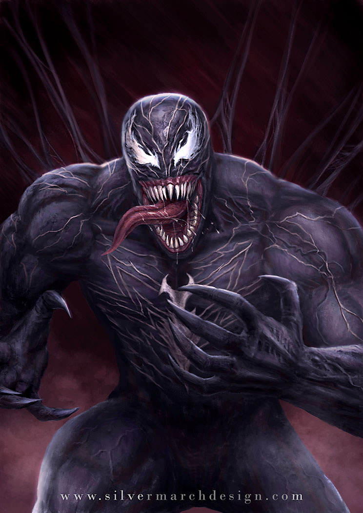 venom infinity comic Carnage Spider Man Avengers muscles symbiote black purple Scary SuperHero