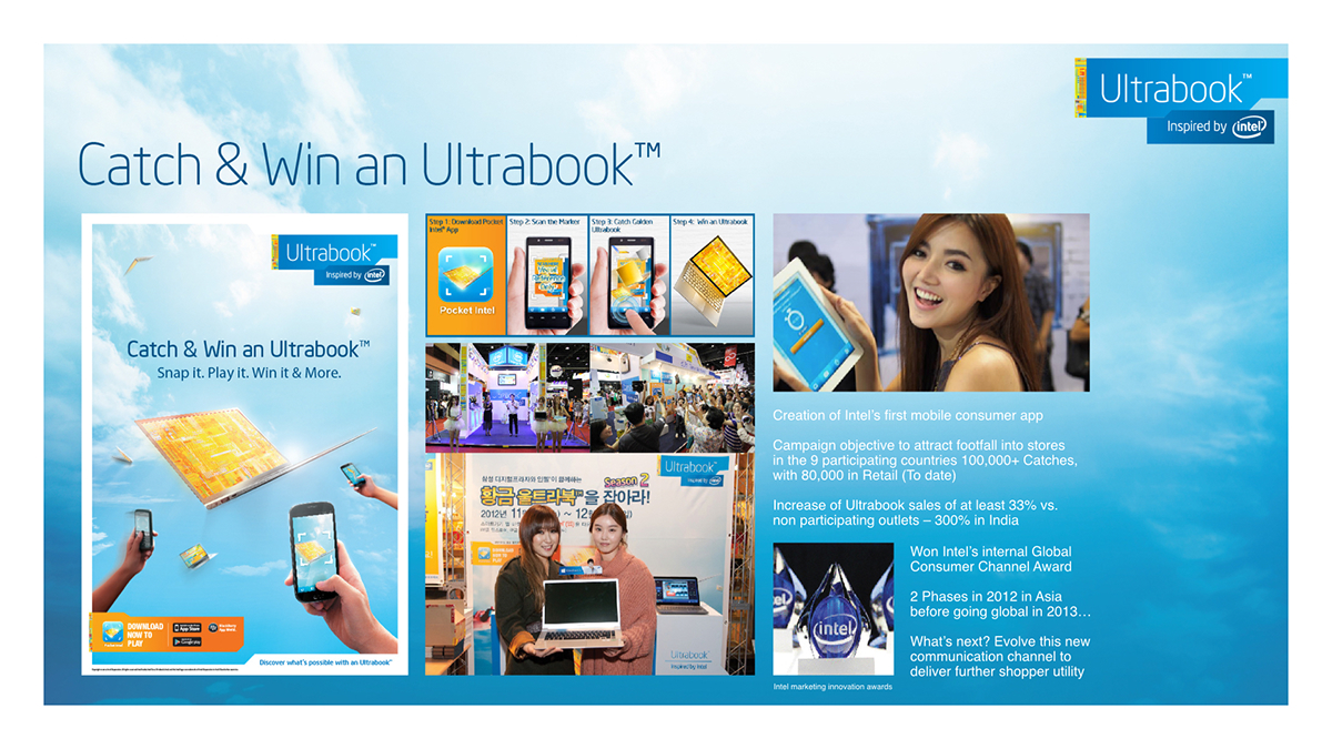 intel ultrabook catch & win Mobile app app Promotion interactive engagement augmented reality