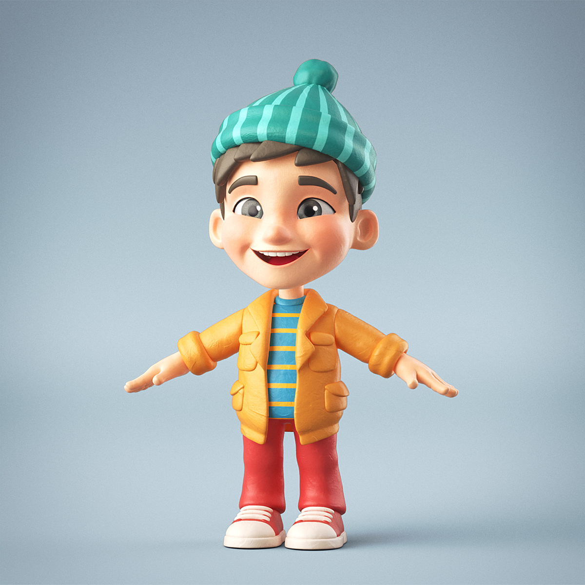 3D Character boy girl cartoon cute Plasticine clothes Style funny