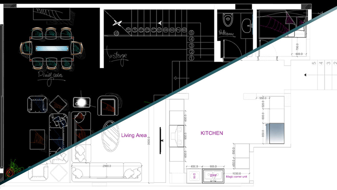 sketch Drawing  AutoCAD photoshop design interior design  sketches floor plan 2д plans