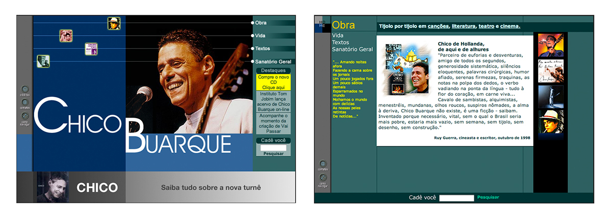 site  redesign Chico Buarque DEBORA design