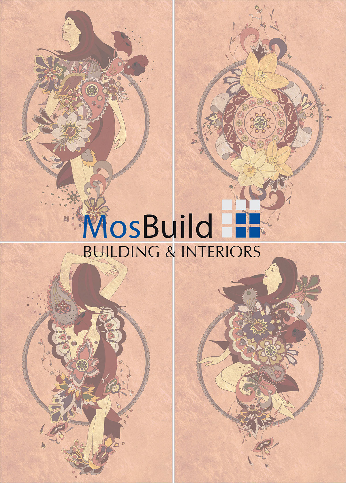 Adobe Portfolio mosaic mosbuild Moscow mosca Exhibition  vector draw Illustrator Flowers circle butterfly stone Marble turkish artnouveau
