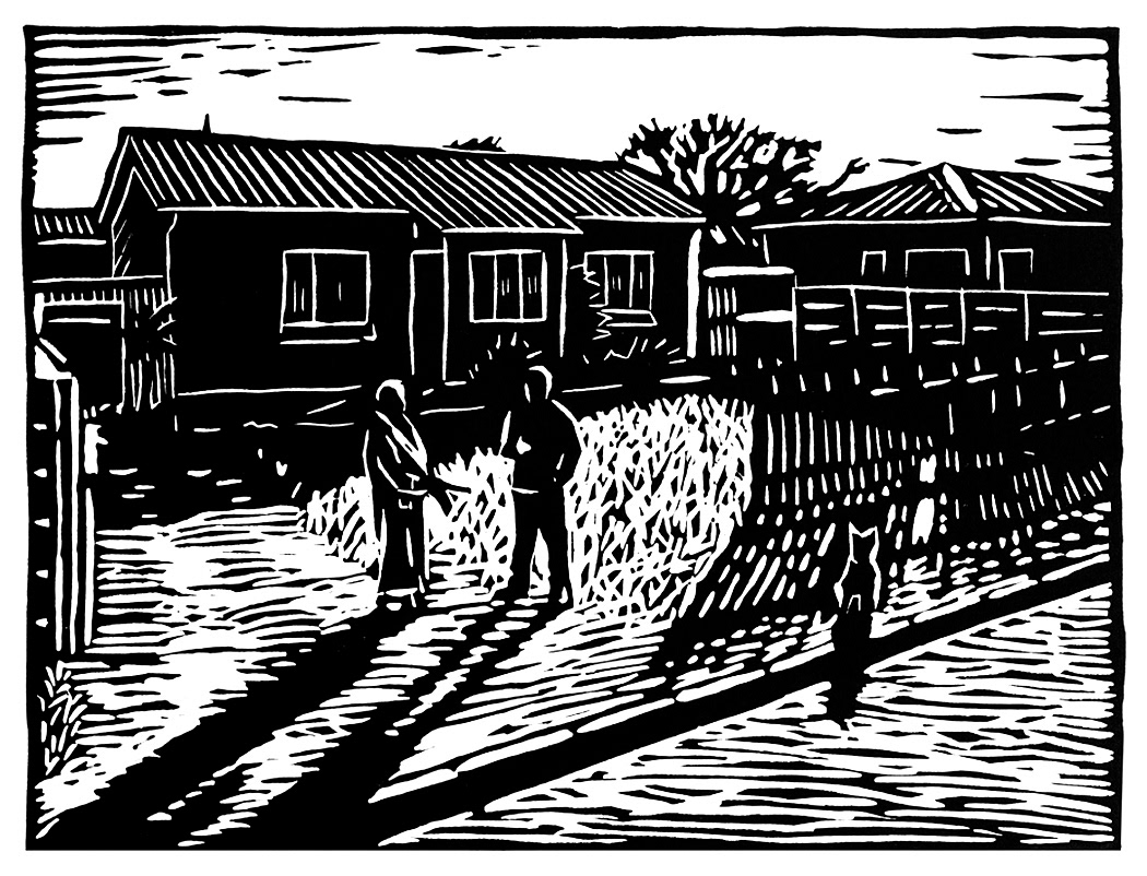 linocut printmaking google street view cape town south africa prints monochrome black and white