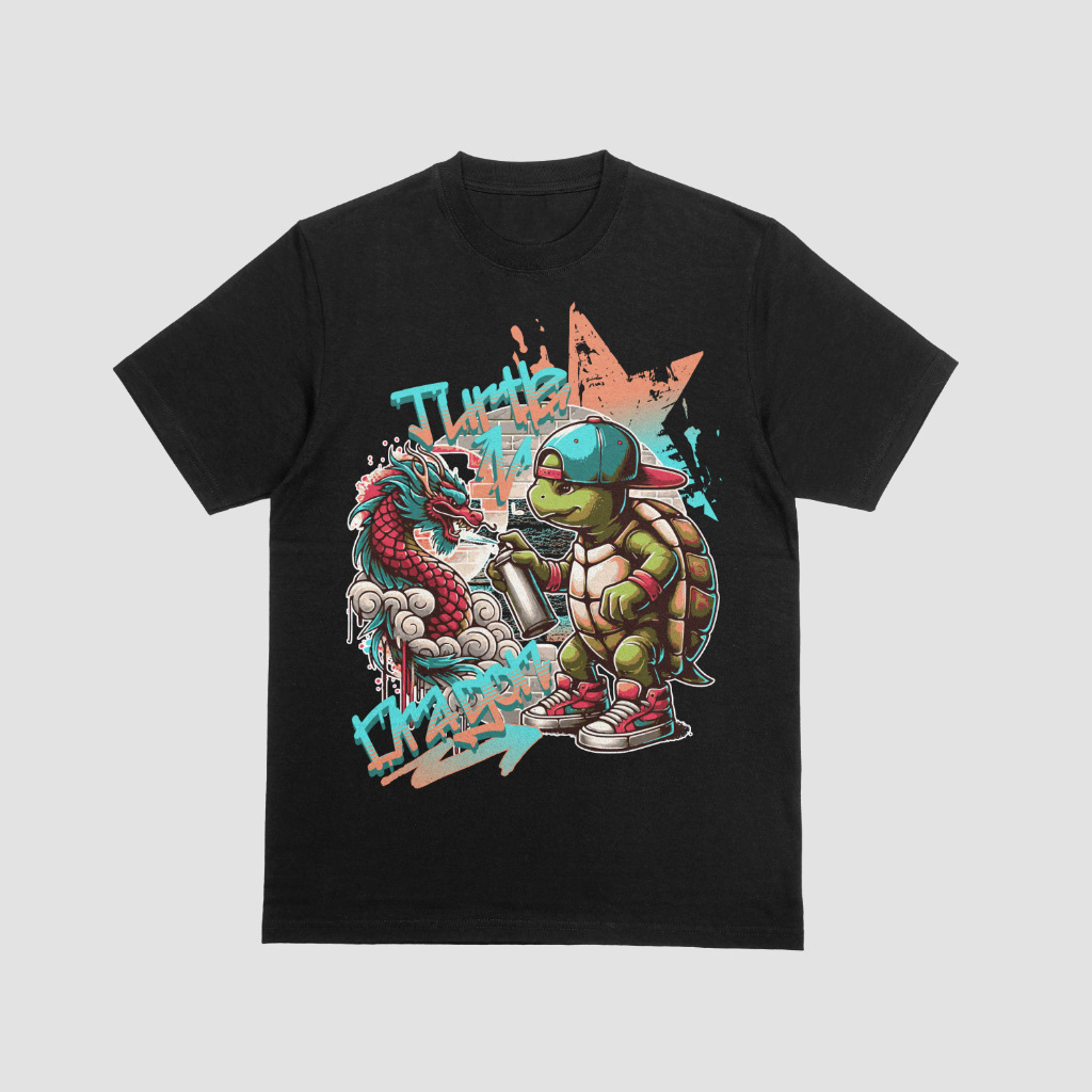 shirt Turtle dragon Graffiti graphic design  T-Shirt Design brand identity streetwear japanese style harajuku