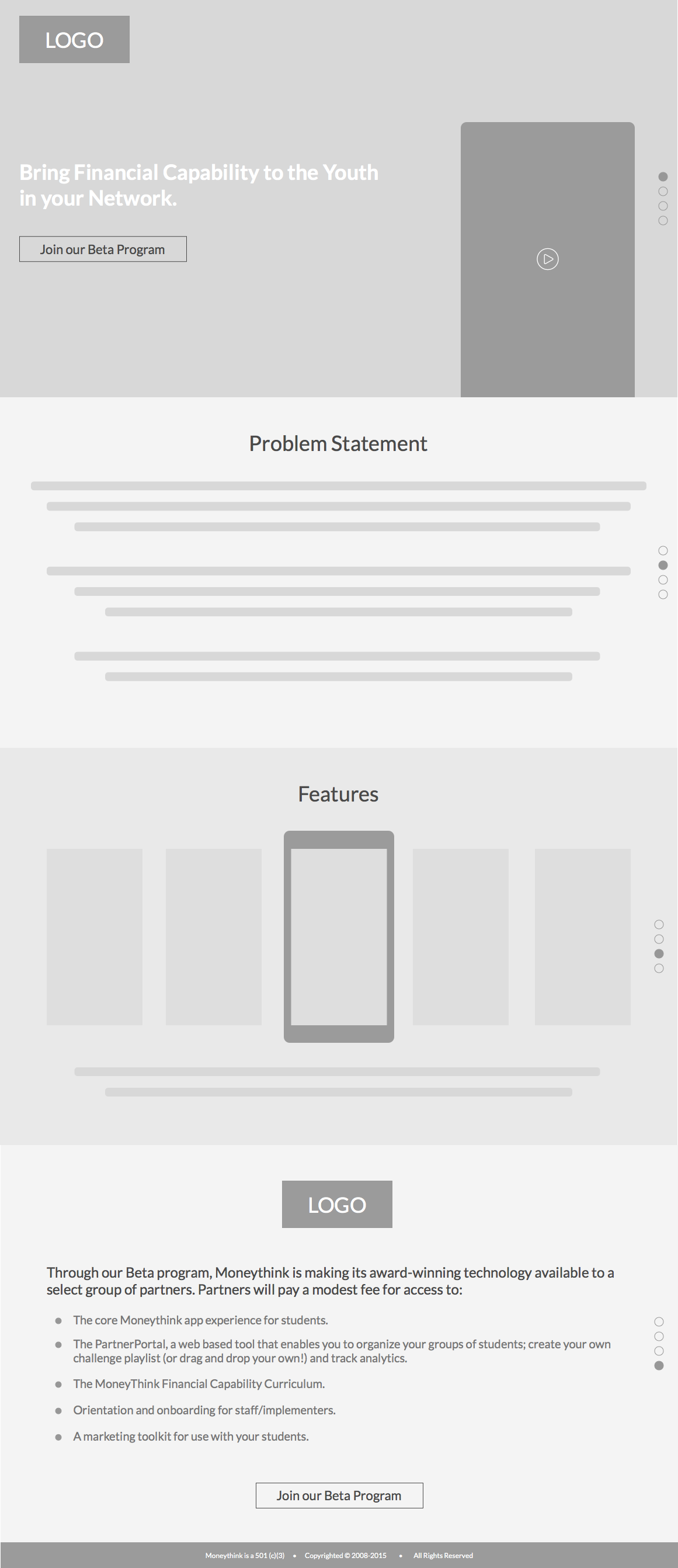 wireframes user  interface user experience landing page non profit