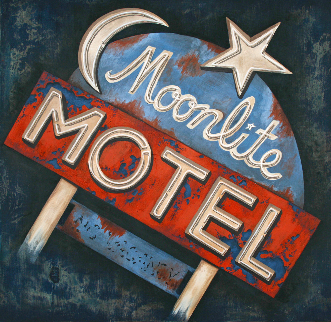 acrylic wood motel vintage Distressed texture sign americana 1950's weathered