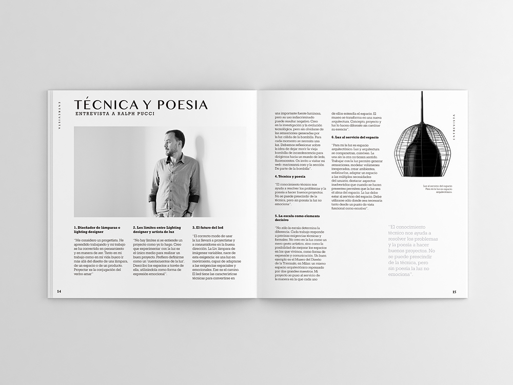editorial inside rockwell magazine design interiors light minimal White tipography