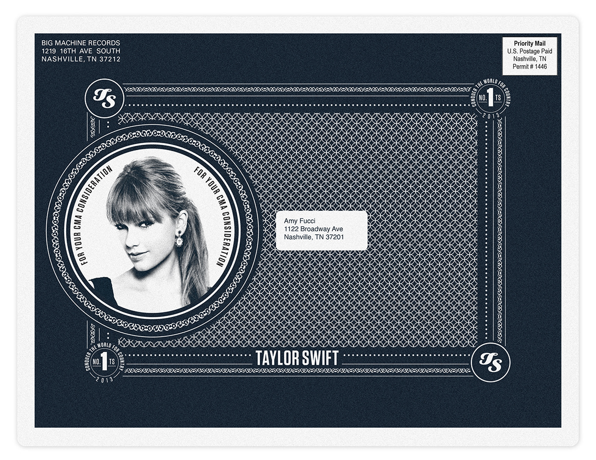taylor swift Amy Fucci big machine records CMA Playing Cards card game cards Promotional Item promo promotional piece leave behind piece Nashville