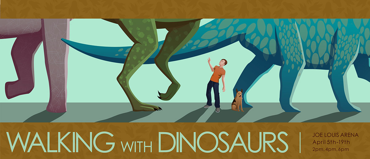 Walking with Dinosaurs poster Poster Design design dinosaurs dog walking