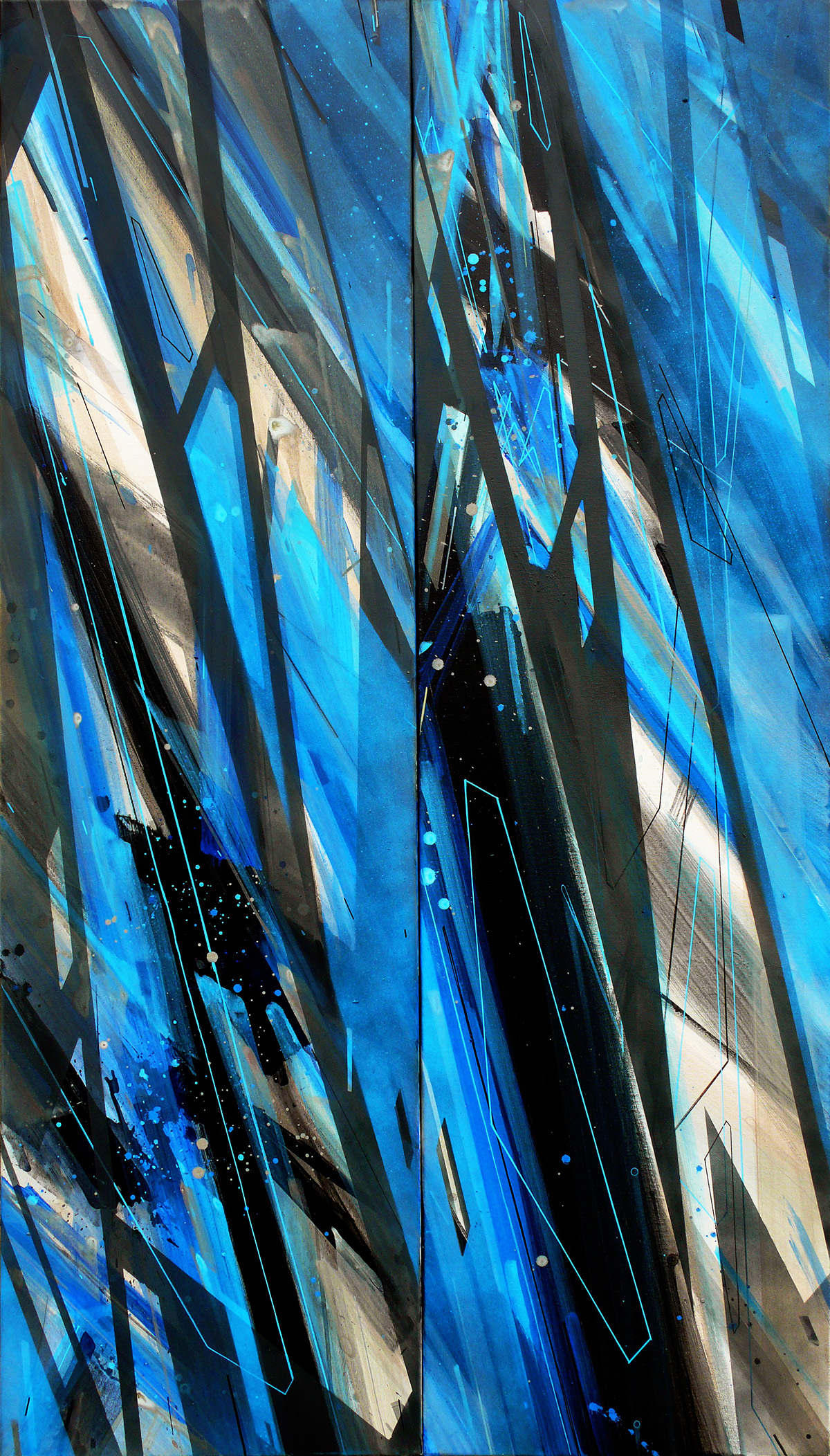 Interior negative blue Dynamic composition geometry line Sharp otox
