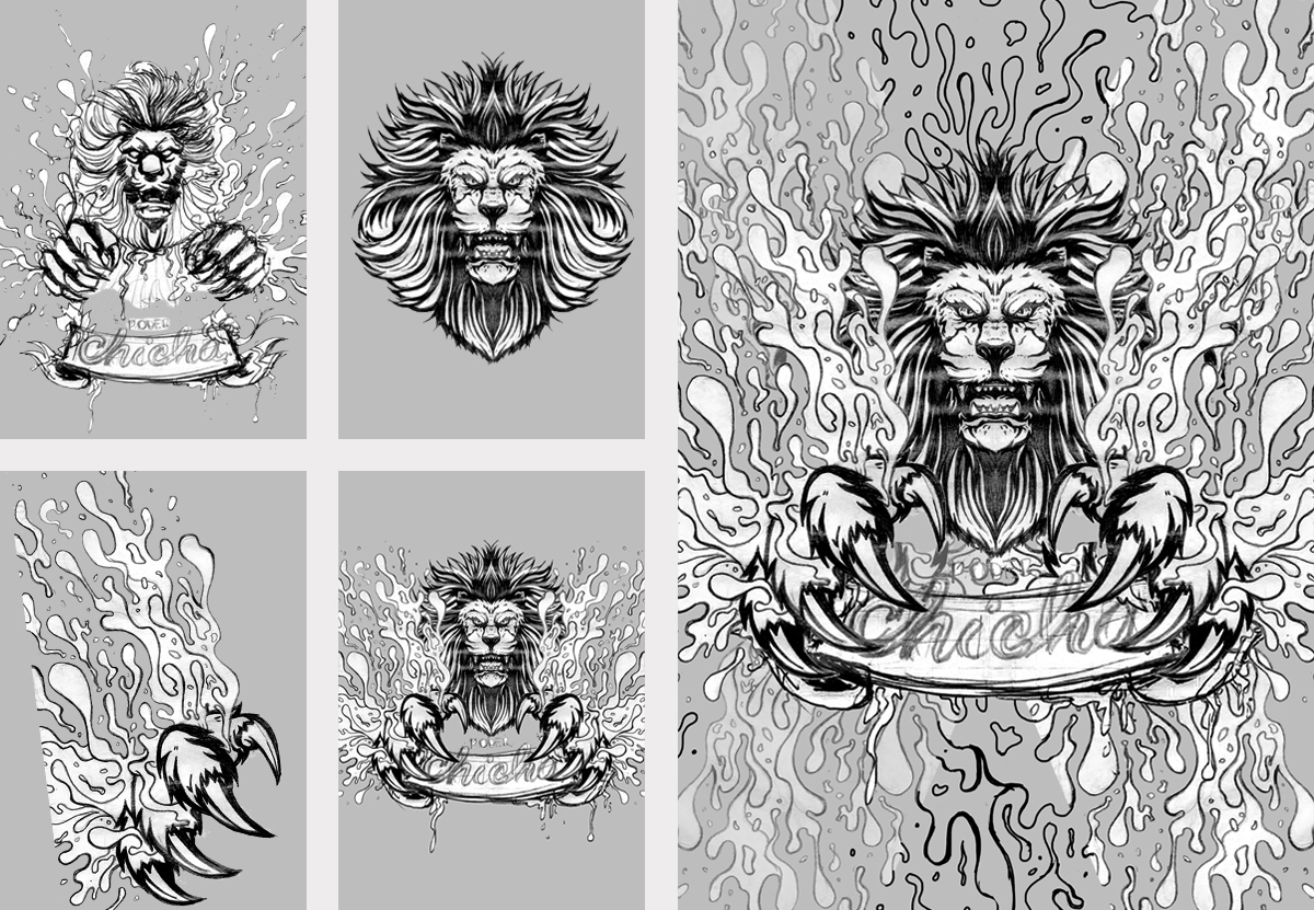 vector art colors lion splash power chicha peru fusion poster
