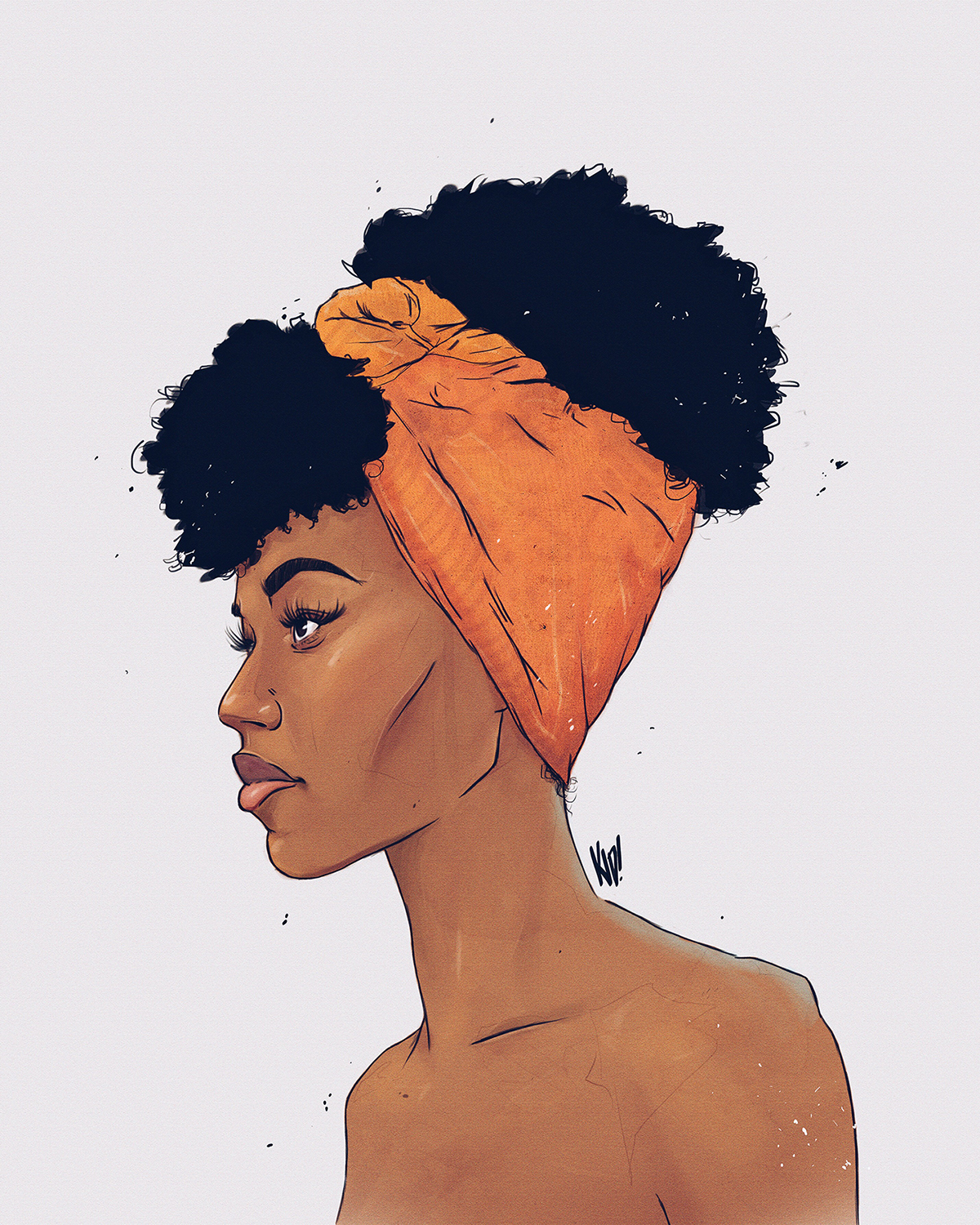 african american woman women black history month afro fro hair portrait wacom photoshop headwrap culture