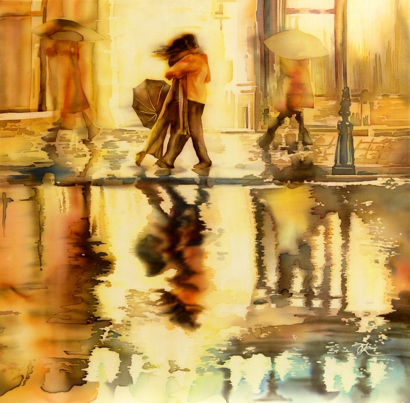 silk painting batik oblivion tango rain