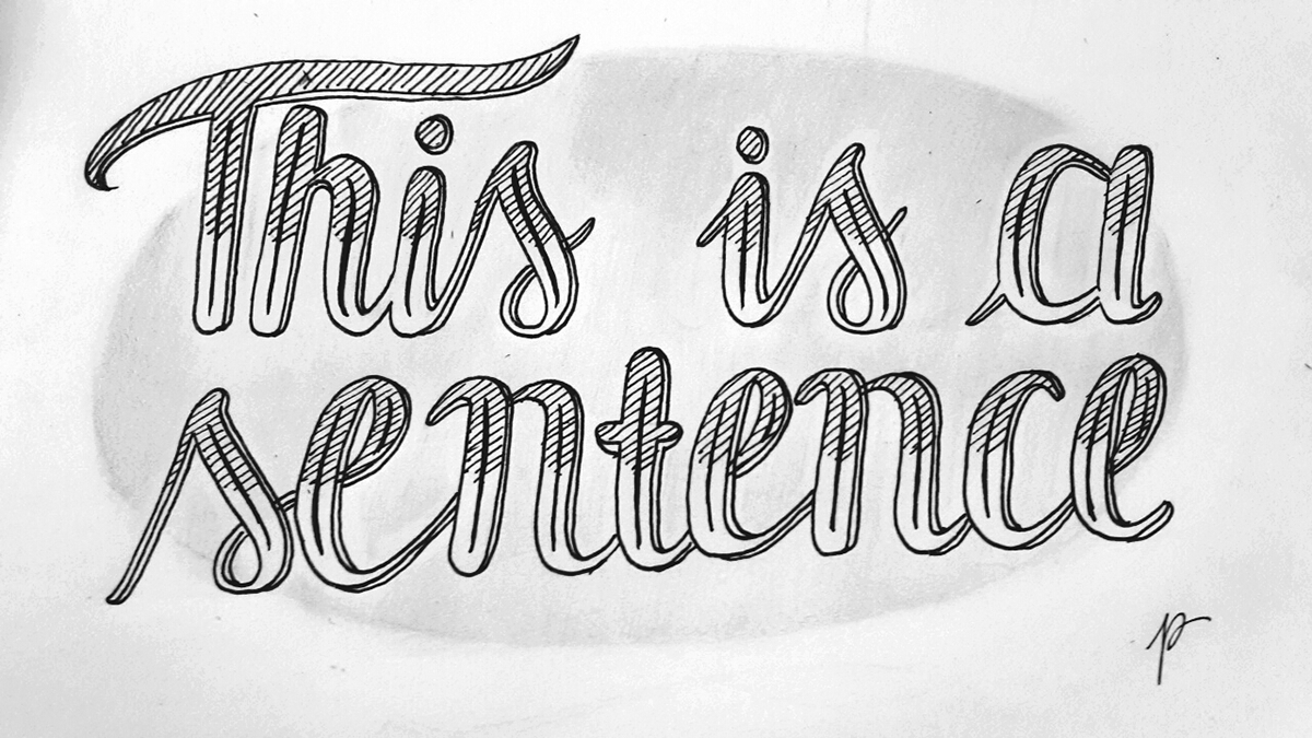 lettering word pencil ink