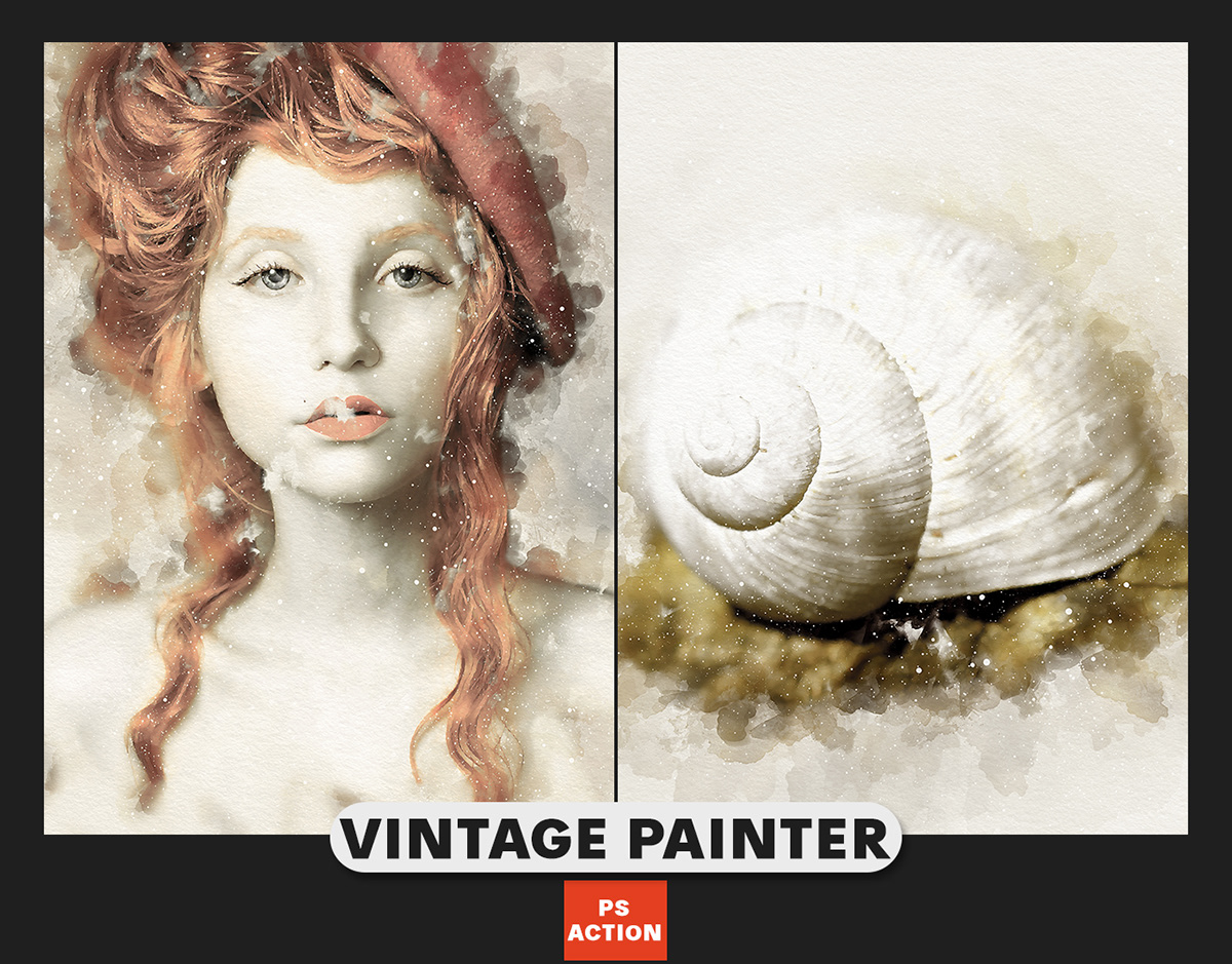 brushes digital painting Drawing  ILLUSTRATION  photoshop photoshop actions Retro sketch vintage watercolor