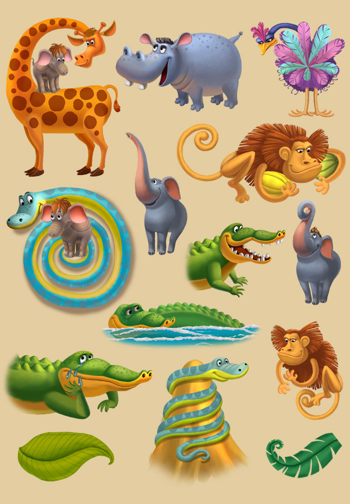 Illustrated Children’s Books IPad "The Elephant's illustrations backgrounds menu cover Character