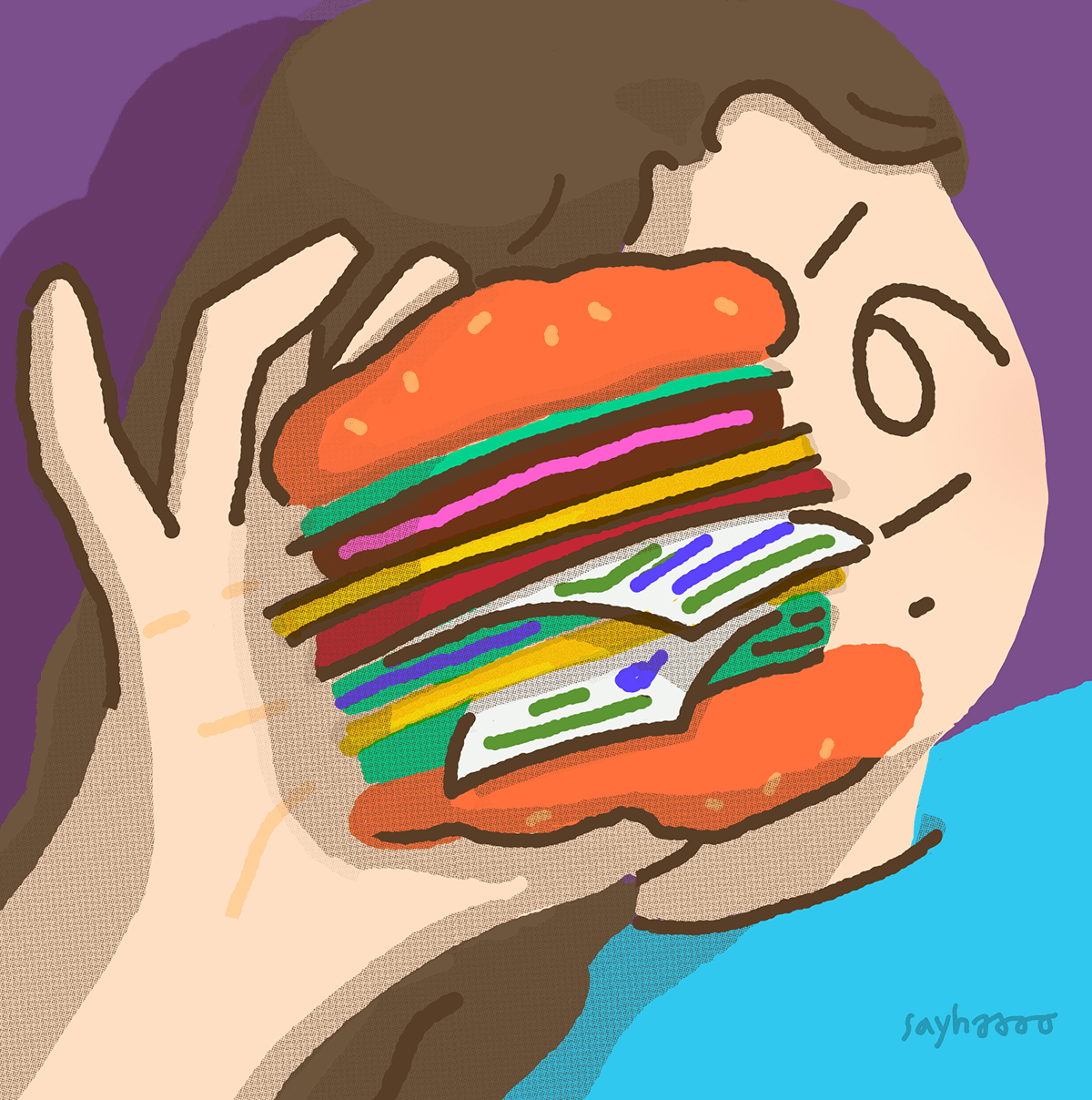 bookcover confident essay hamburger illust ILLUSTRATION  Illustrator