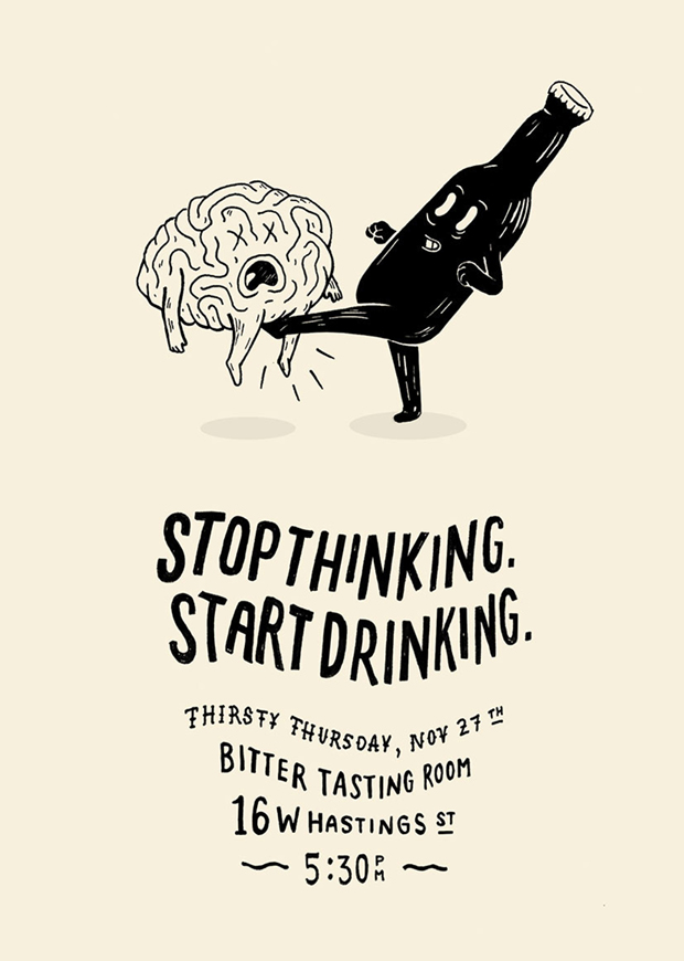hand drawn illustration lettering HAND LETTERING poster drink poster brain illustration bottle illustration Larigakis black and white