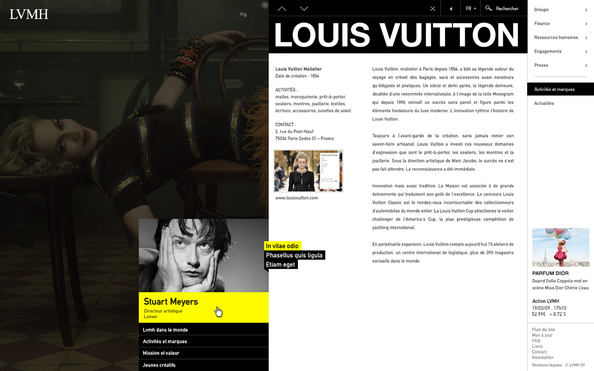 LVMH luxury digital site storytelling  