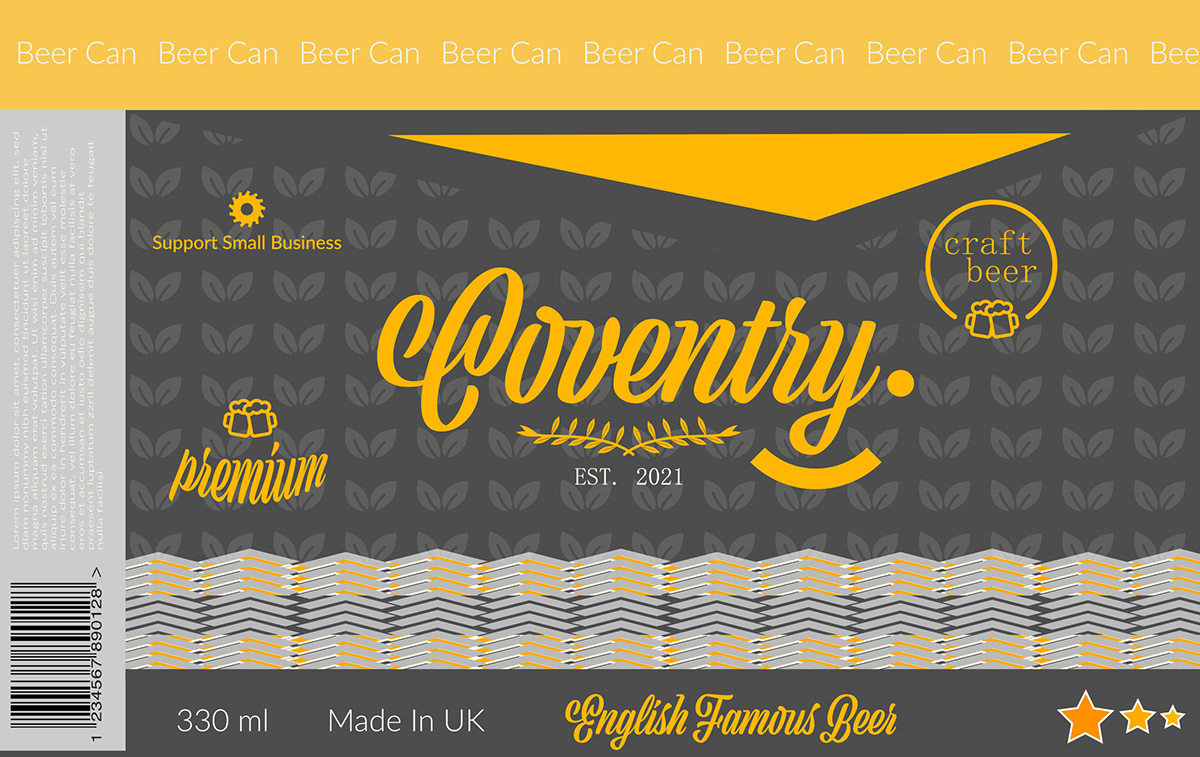 #3D #beer #BeerCan #Branding #can #coventry #England #factory #mockup #yellow