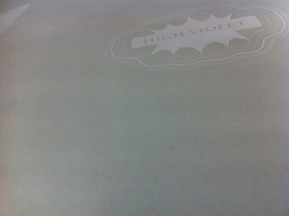 the national high violet Album LP cover indie rock transparent White ink anagram dutch