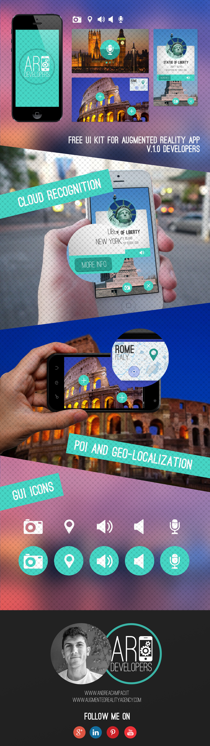augmentedreality augmentedrealitydesign UI design Appdesign app ui design UX design Virtual reality mentaio Layar photoshop Web maps gui icon