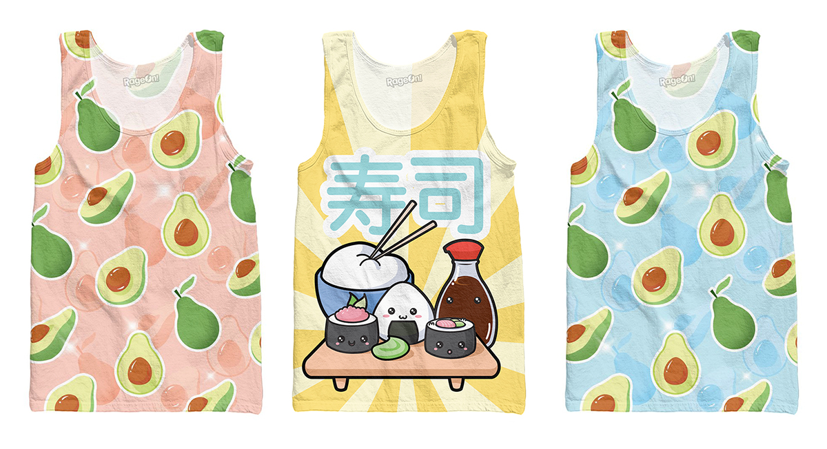 apparel clothes cute Food  animals vector all-over-print