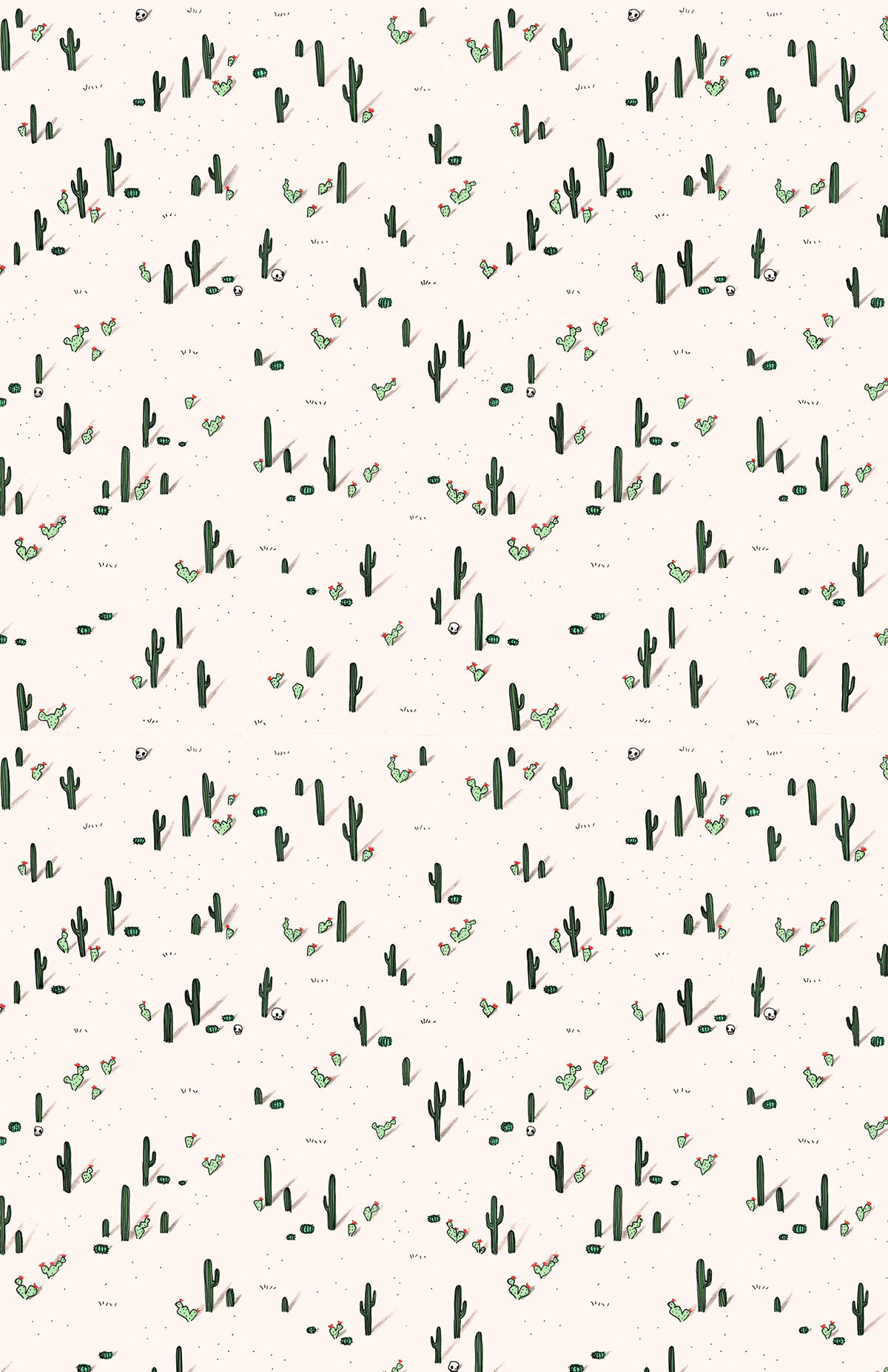 Repeat Pattern desert cactus patterns for fabric textile pattern sketchbook
